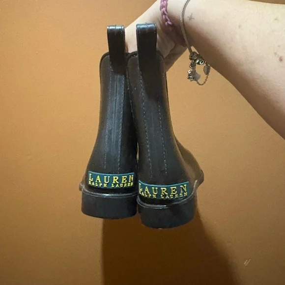 Women's Ralph Lauren Rain Boots with Green Trim - Picture 6 of 13